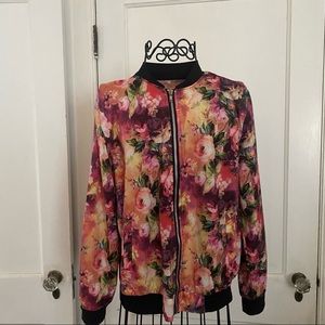Floral Print Bomber Jacket